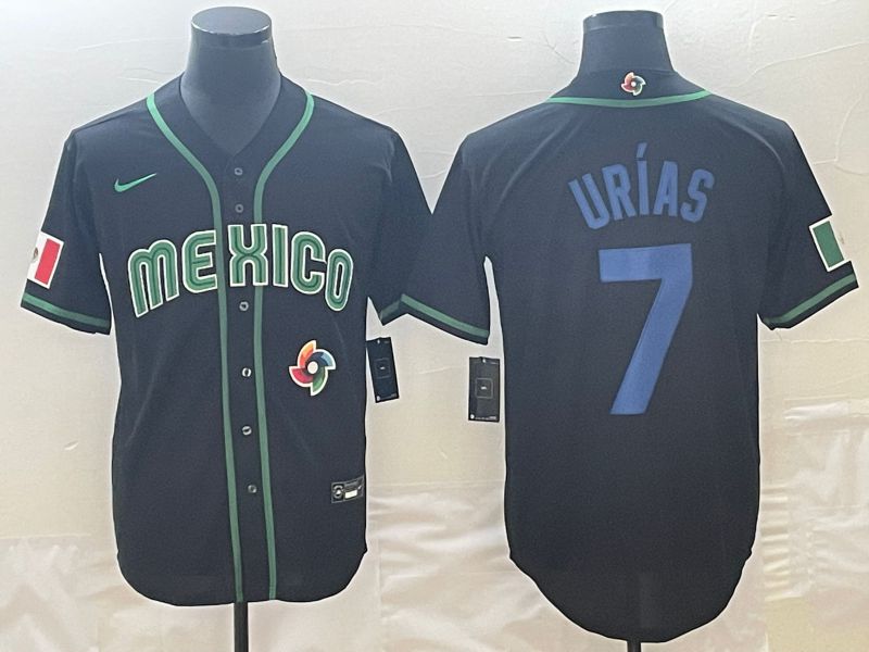Men 2023 World Cub Mexico 7 Urias Black Nike MLB Jersey9